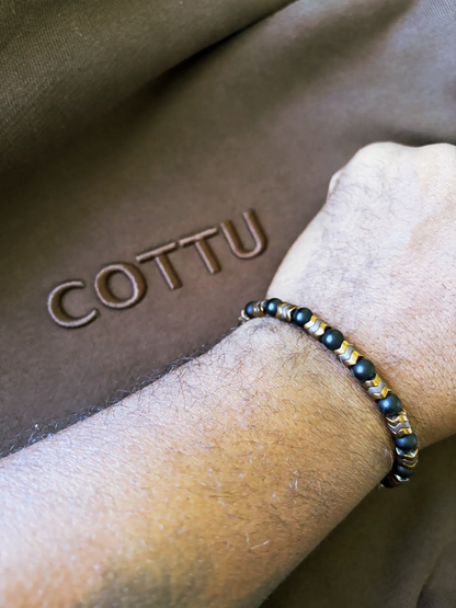 COTTU Onyx &amp; Hematite 6mm Beaded Bracelet