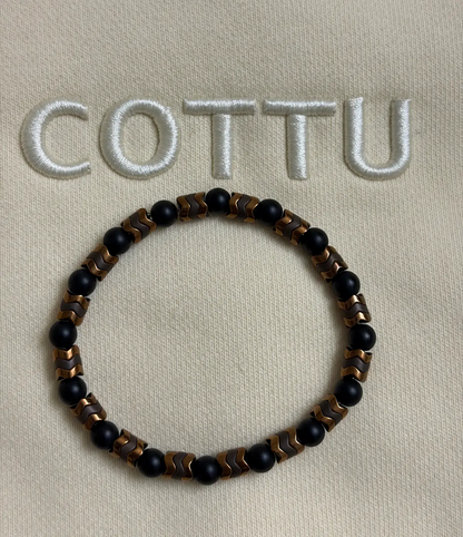 COTTU Onyx &amp; Hematite 6mm Beaded Bracelet