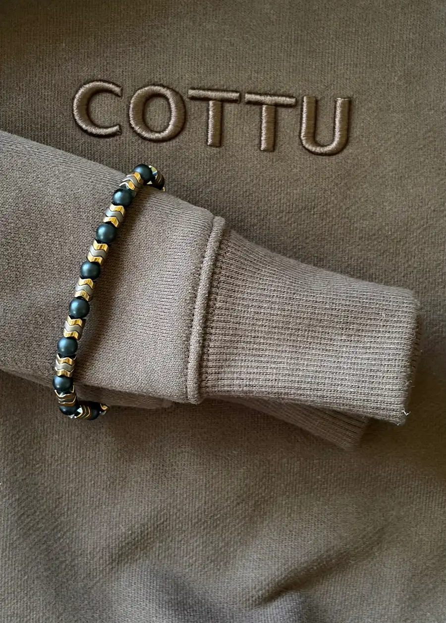 COTTU Onyx &amp; Hematite 6mm Beaded Bracelet