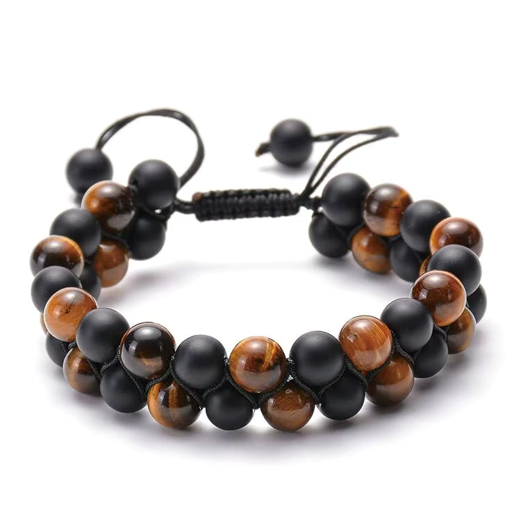 COTTU Double-Row Natural Stone Beaded Bracelet